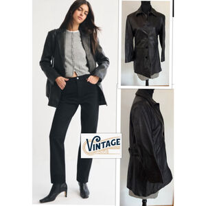 Vintage 90’s Oversized On Trend Lambskin Leather Jacket Single Breast Size LG